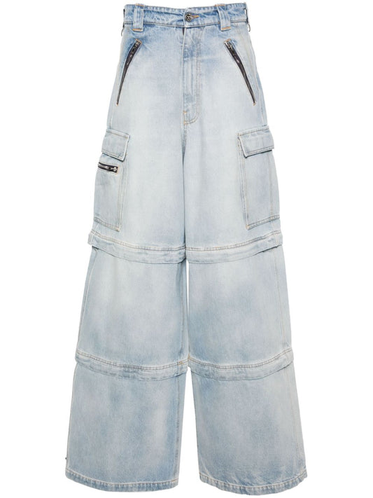 high-rise detachable wide-leg jeans