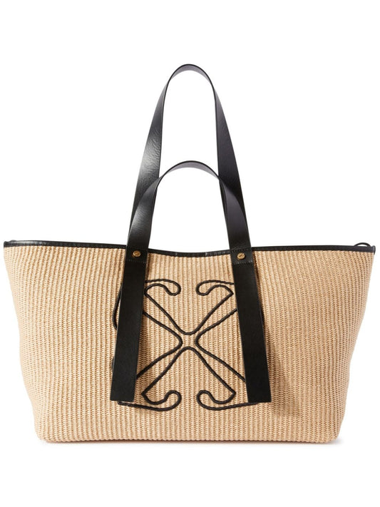 Arrows raffia tote bag