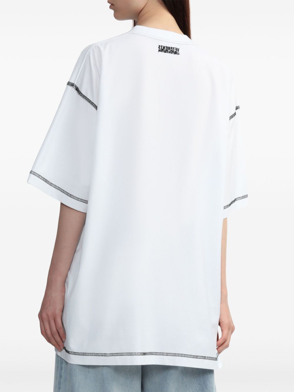 contrast-stitching cotton T-shirt